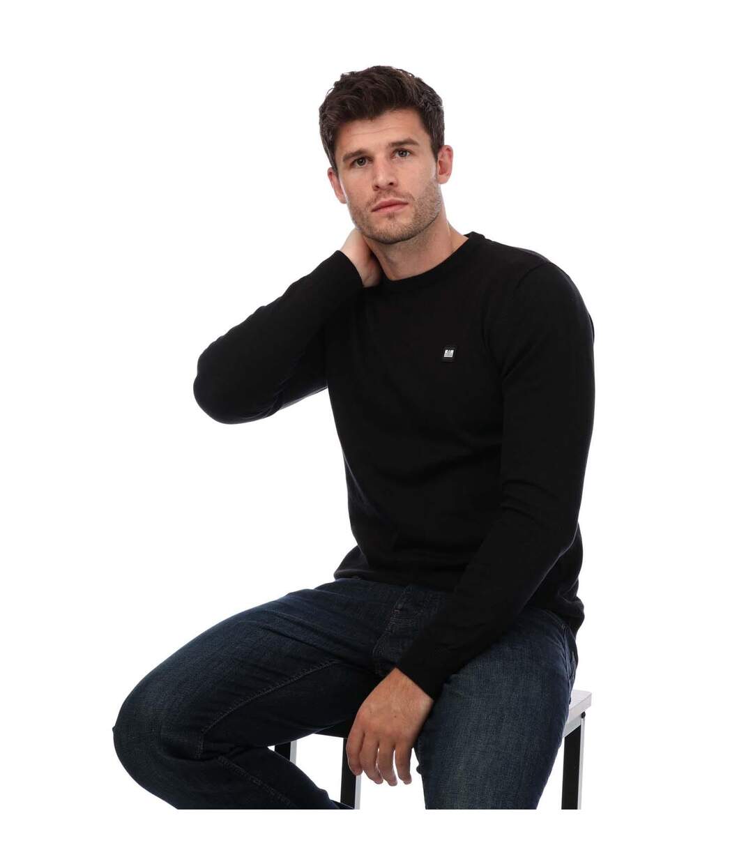 Mens Argentina Knitted Cotton Crew Neck Sweatshirt Black Weekend Offender-4