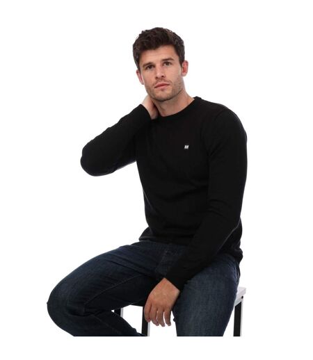 Mens Argentina Knitted Cotton Crew Neck Sweatshirt Black Weekend Offender