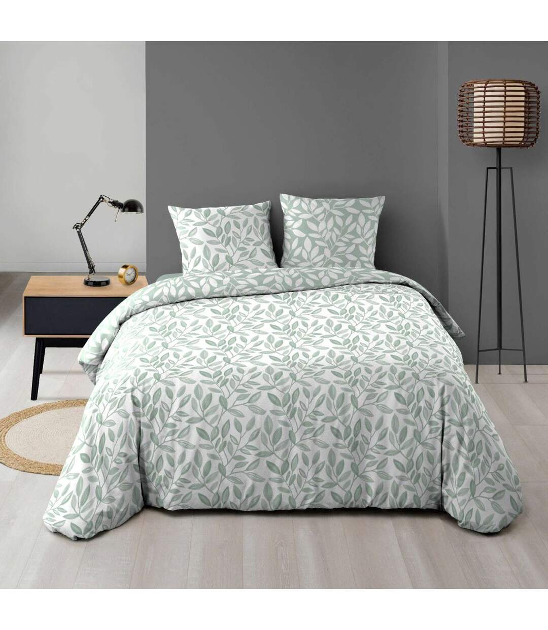 Parure de Lit Réversible 3 Pièces Sequoia 240x220cm Vert-1