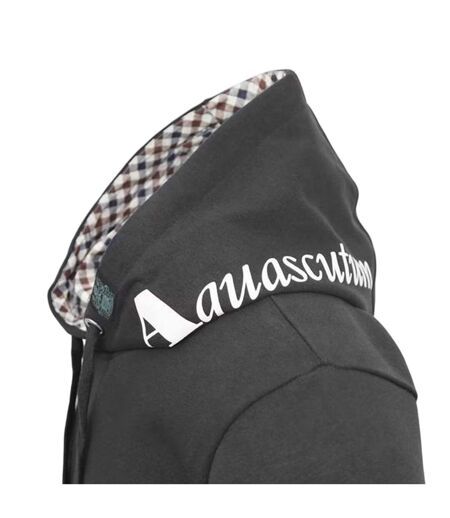 Mens London Embroidered Logo Hooded Sweatshirt Black Aquascutum