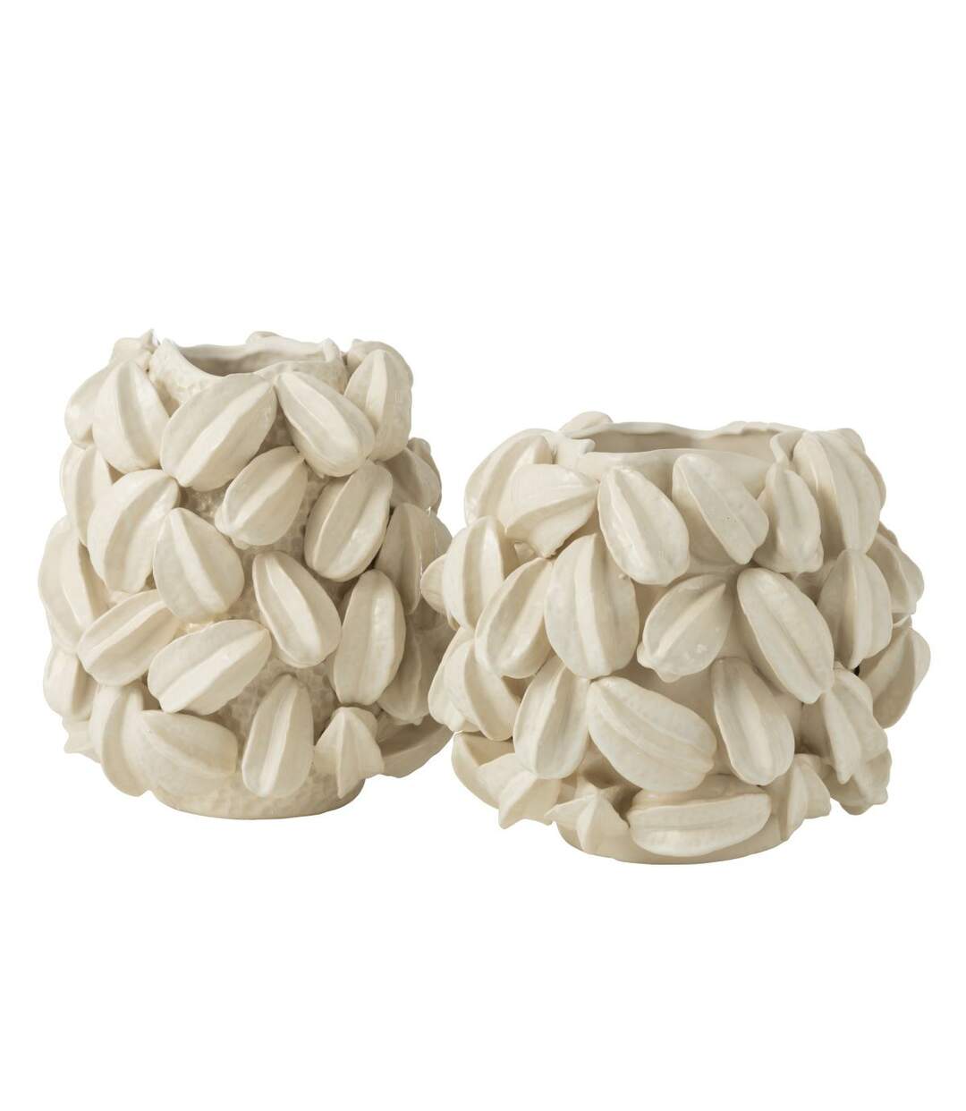 Vase Déco en Argile Fève de Cacao 38cm Beige-2
