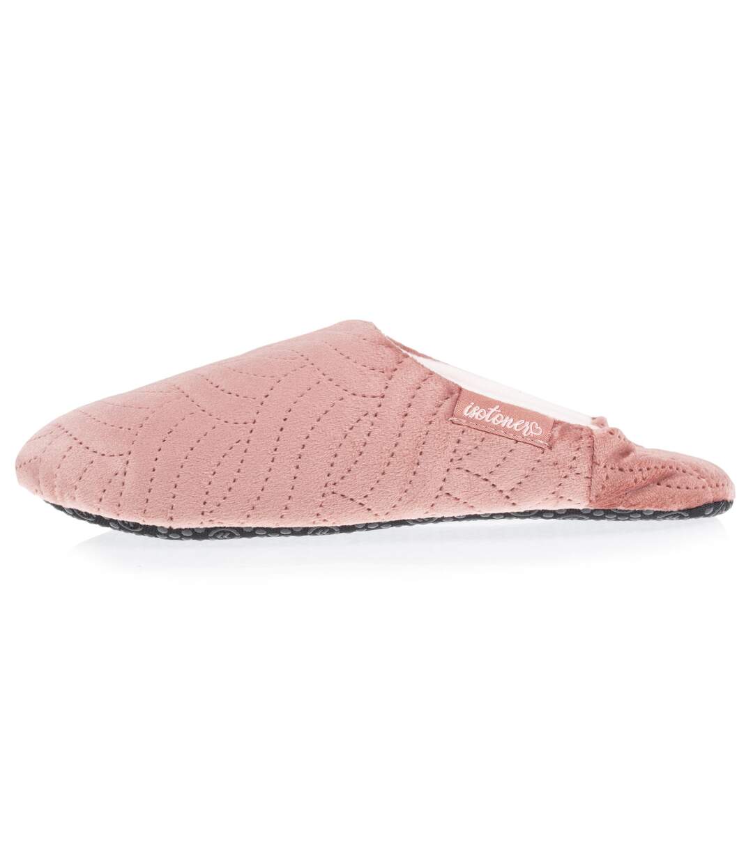 Isotoner Chaussons extra-light Mules femme en microvelours et semelle à picots antidérapants