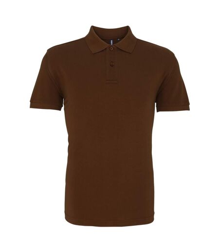 Asquith & Fox Mens Plain Short Sleeve Polo Shirt (Milk Chocolate)