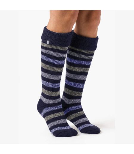 Ladies Multicoloured Striped Patterned Long Wellington Boot Thermal Socks