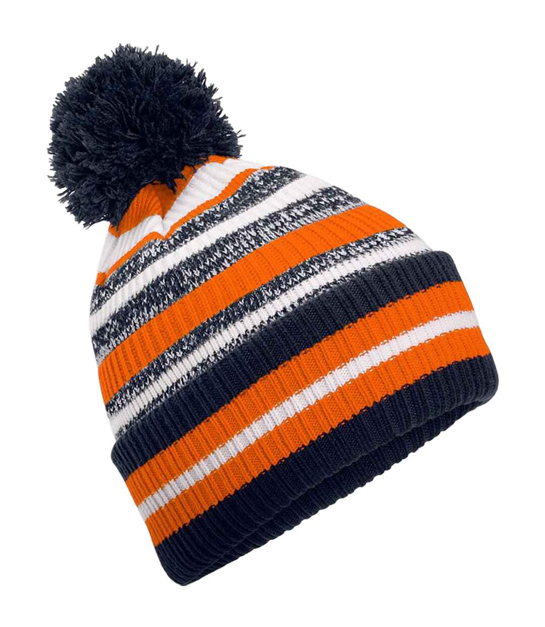 Multi-sport fan pom pom beanie french navy/orange/white Beechfield-1