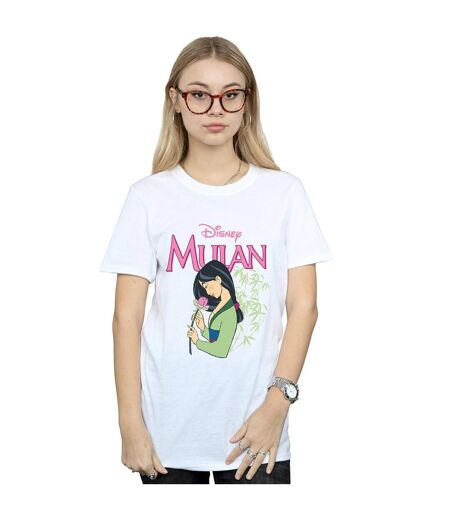 Disney Femme/Ladies Mulan Pink Magnolia Cotton Boyfriend T-Shirt (Blanc) - UTBI49614