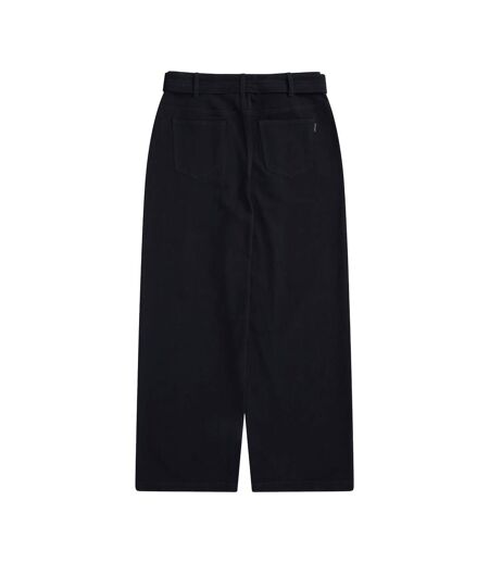Womens/ladies High Waist Straight Leg Trousers Navy Animal