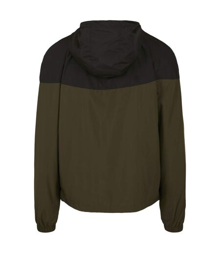 Veste Coupe-vent Adulte Olive Foncée Noir Build Your Brand