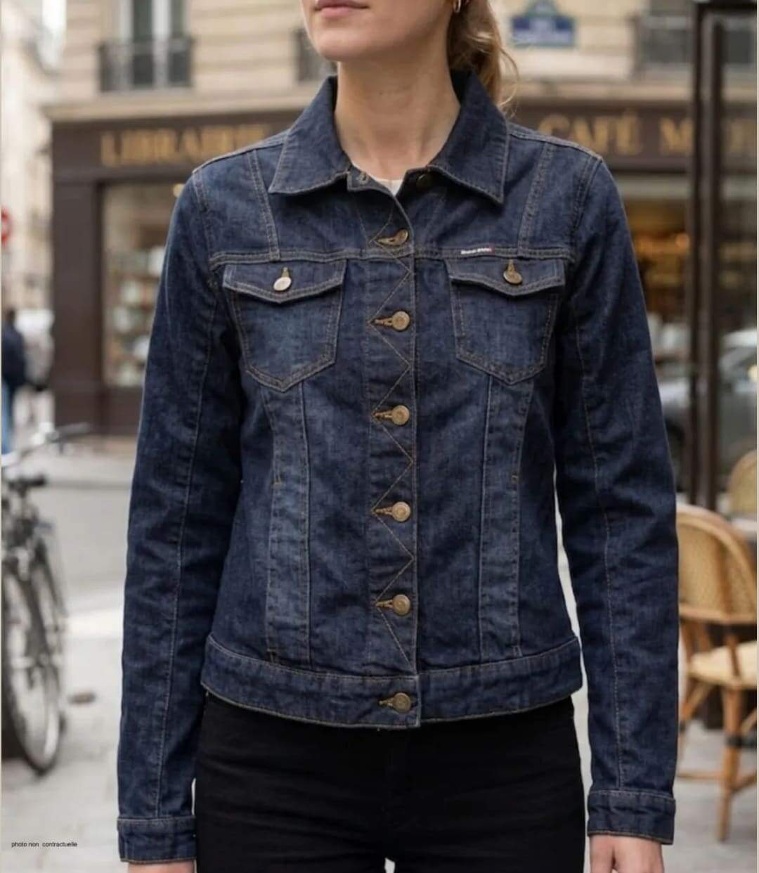 MAYFLOWER DALILA1B – Blouson en jean stretch pour femme : la veste ajustée au confort absolu-1