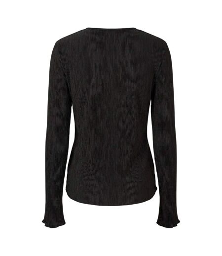 Womens/ladies Crew Neck Relaxed Fit Long-sleeved Blouse Black Pieces