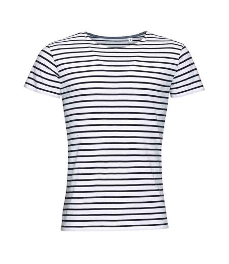 T-shirt Miles Homme Blanc Bleu Marine SOLS