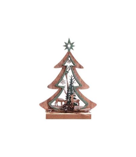Décoration de Noël en bois sapin et renne Forest Deco - Marron