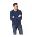 Mens knitted v neck jumper denim CastlePoint-1