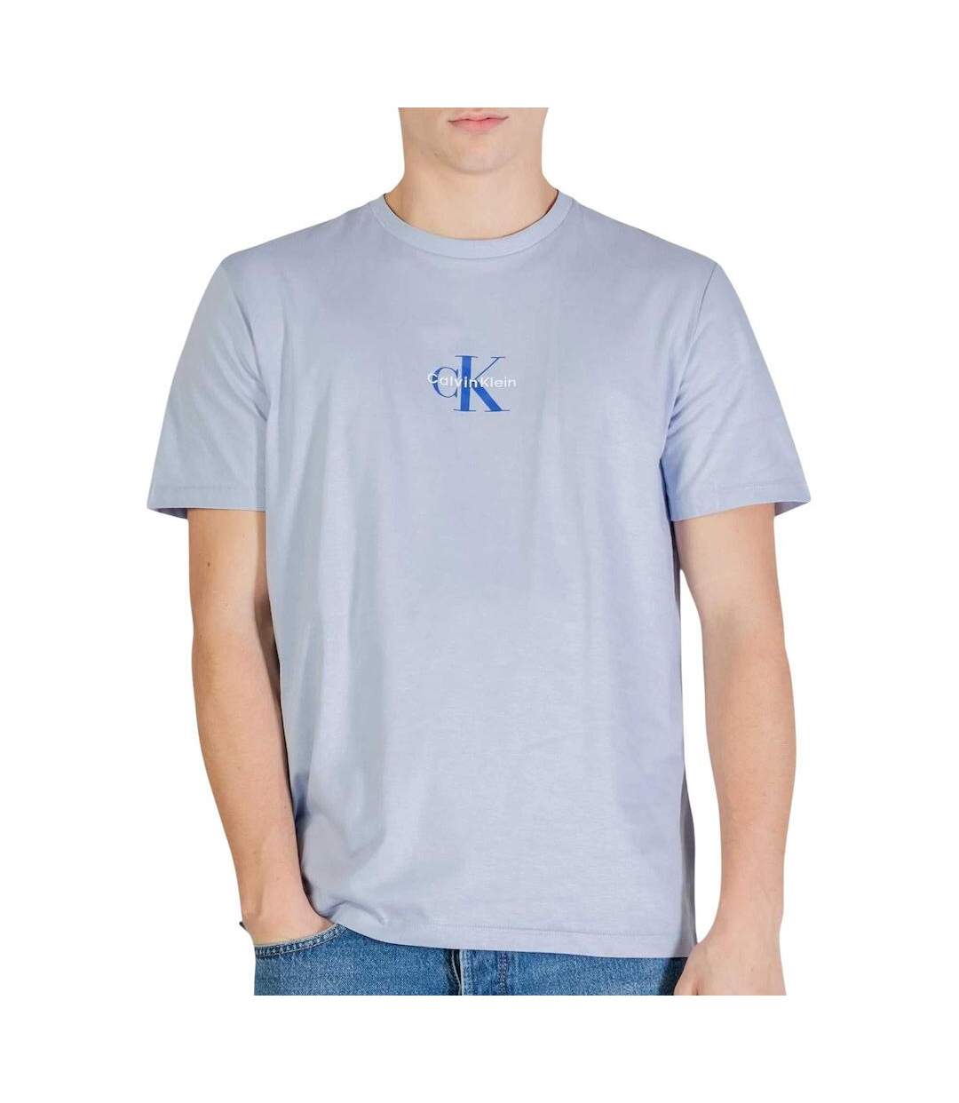 T-Shirt bleu homme calvin klein jeans 30s micro-1