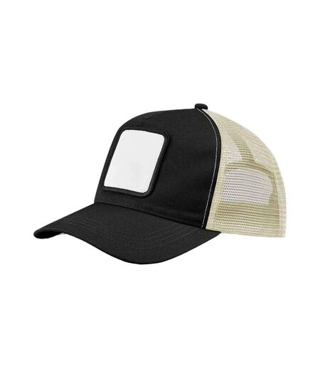 Unisex Adult 5 Panel Appliqué Patch Trucker Cap Black Stone Beechfield