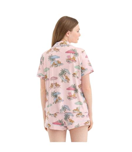 Womens/ladies Short Pyjama Set Pink Multicoloured Chelsea Peers