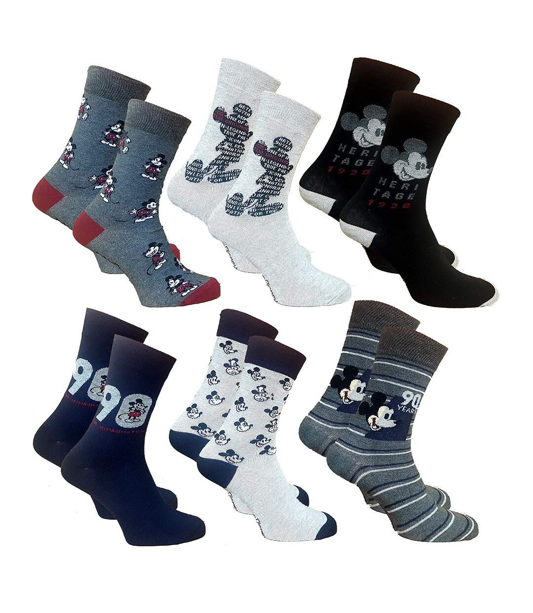 Pack de Chaussettes Adulte Licence Fantaisies-Assortiment modèles photos selon arrivages- Pack de 6 Paires MICKEY 4162