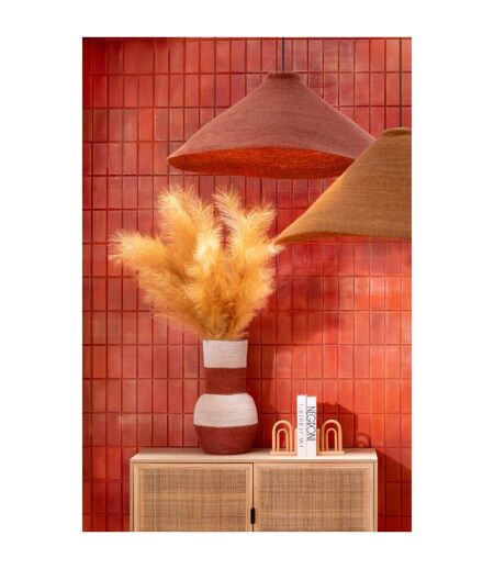Vase Déco en Jonc Rayures 52cm Naturel & Terracotta