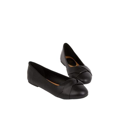 Womens/ladies Paige Wrap Detail Wide Ballerina Flats Black Dorothy Perkins