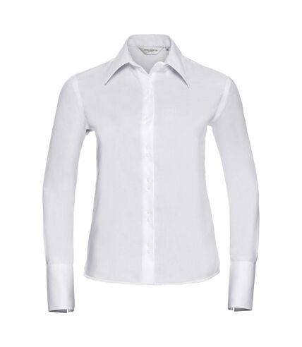 Russell Collection Ladies/Womens Long Sleeve Ultimate Non-Iron Shirt (White) - UTBC1034