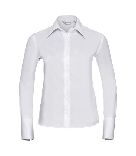 Russell Collection Ladies/Womens Long Sleeve Ultimate Non-Iron Shirt (White)