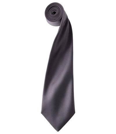 Cravate satin unie - PR750 - gris foncé