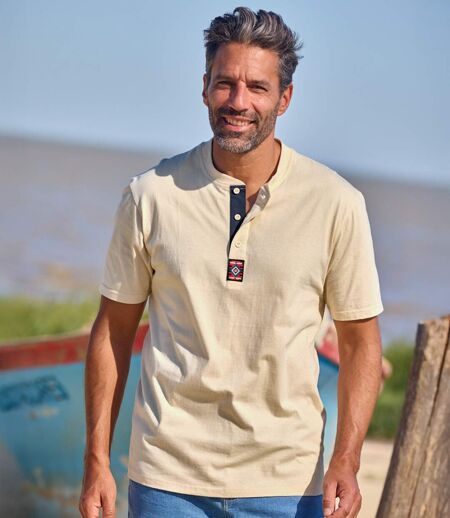 Lot de 3 Tee-Shirts Col Boutonné Décontraction 