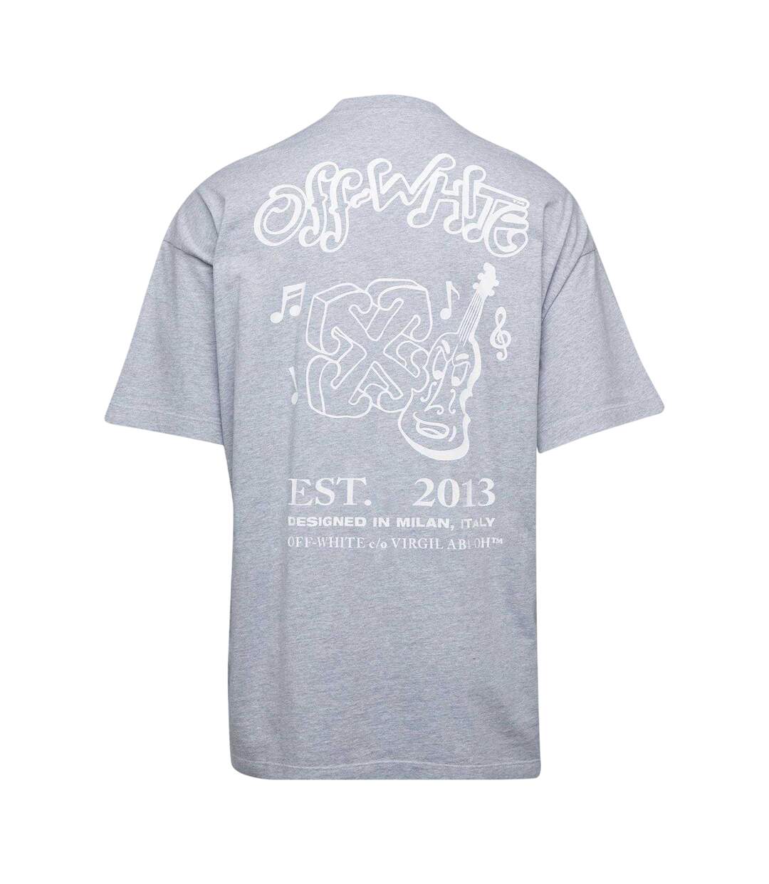 T-shirt Motif/style Imprimé Graphique Hl_music Homme Gris Blanc Off White-2