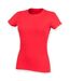 SF Womens/Ladies Feel Good Heather Stretch T-Shirt (Red)