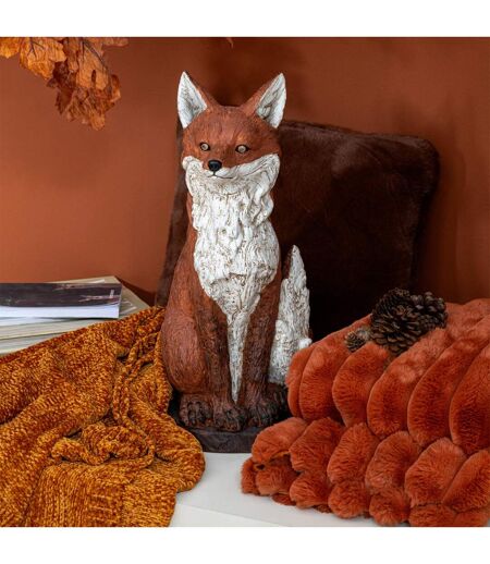 Statue Renard Assis Automn 52cm Rouille