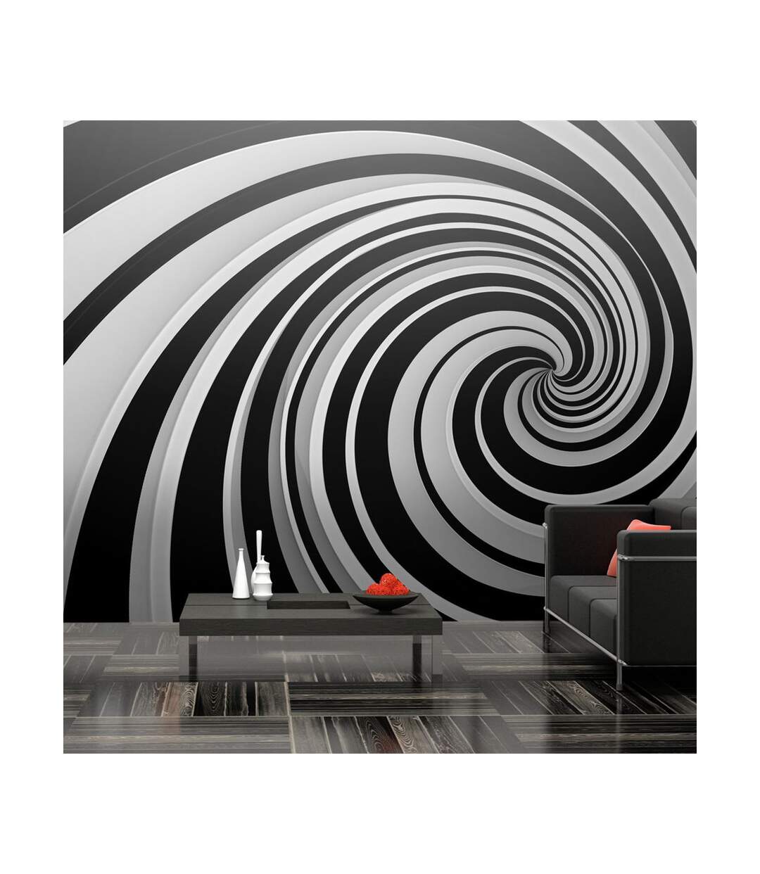 Papier Peint XXL Black & White Swirl 270x550cm-1