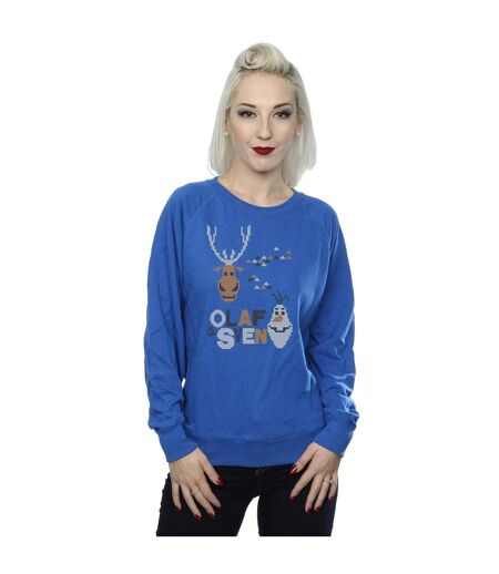 Disney Sweatshirt Frozen Christmas Olaf And Sven - Femme/Femme (Bleu royal) - UTBI6048