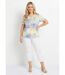 T-shirt court motif et strass col rond-3