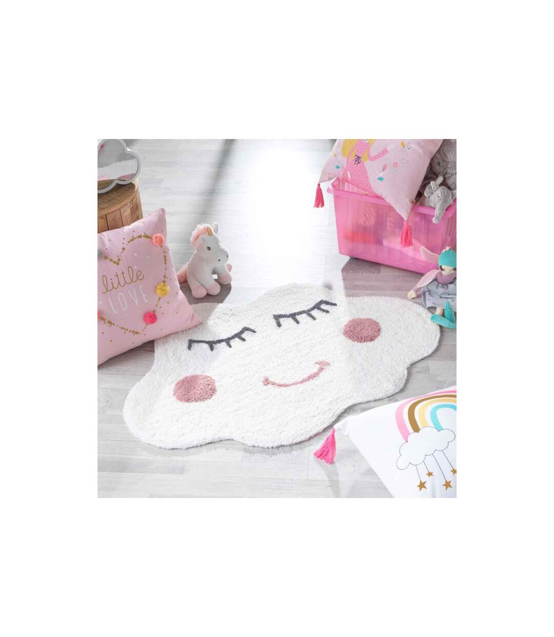 Tapis Déco Enfant Wendy 60x90cm Blanc-3