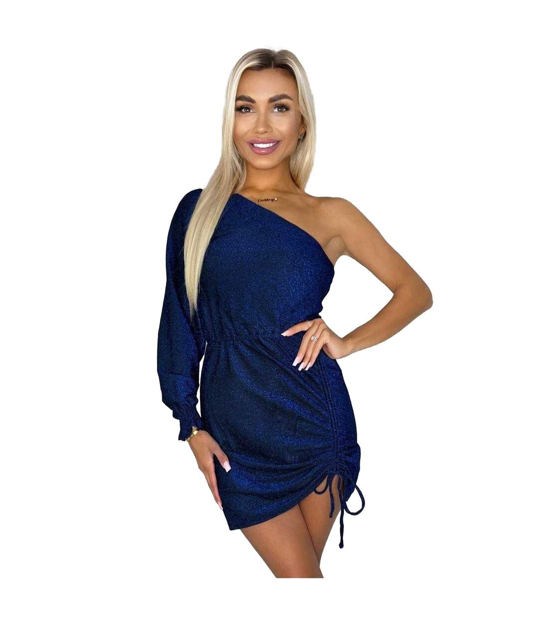 Robe Courte 1 Manche Motif/style Scintillant Femme Bleu AX Paris-2