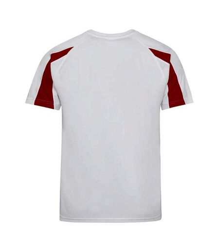 AWDis Cool Mens Contrast Moisture Wicking T-Shirt (Arctic White/Fire Red)