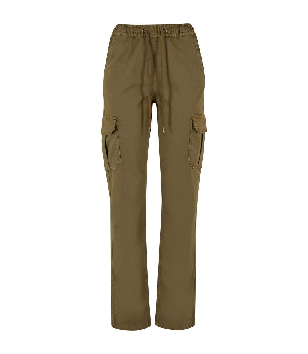 Womens/ladies Twill High Waist Cargo Trousers Tiniolive Urban Classics-1