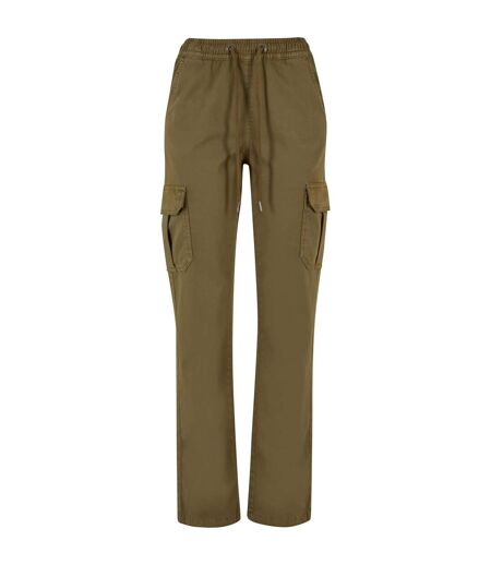 Womens/ladies Twill High Waist Cargo Trousers Tiniolive Urban Classics