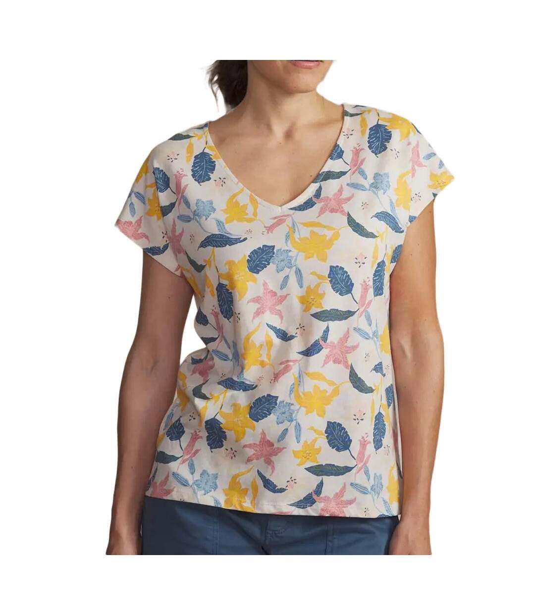 T-Shirt blanc femme tbs navy-1