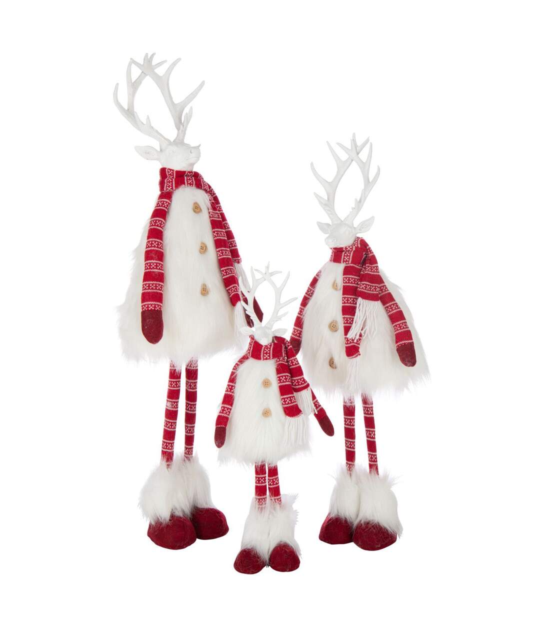 Cerf Imitation Fourrure Foulard 77cm Blanc & Rouge-2