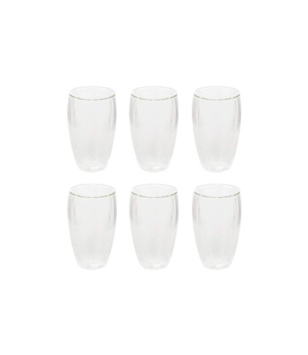 Lot de 6 Mugs Striés Cléa 35cl Transparent-1
