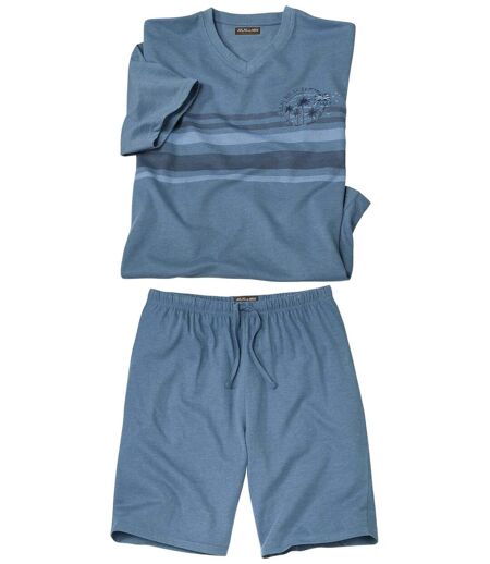 Men's Comfort Short Summer Pajamas - Mottled Blue