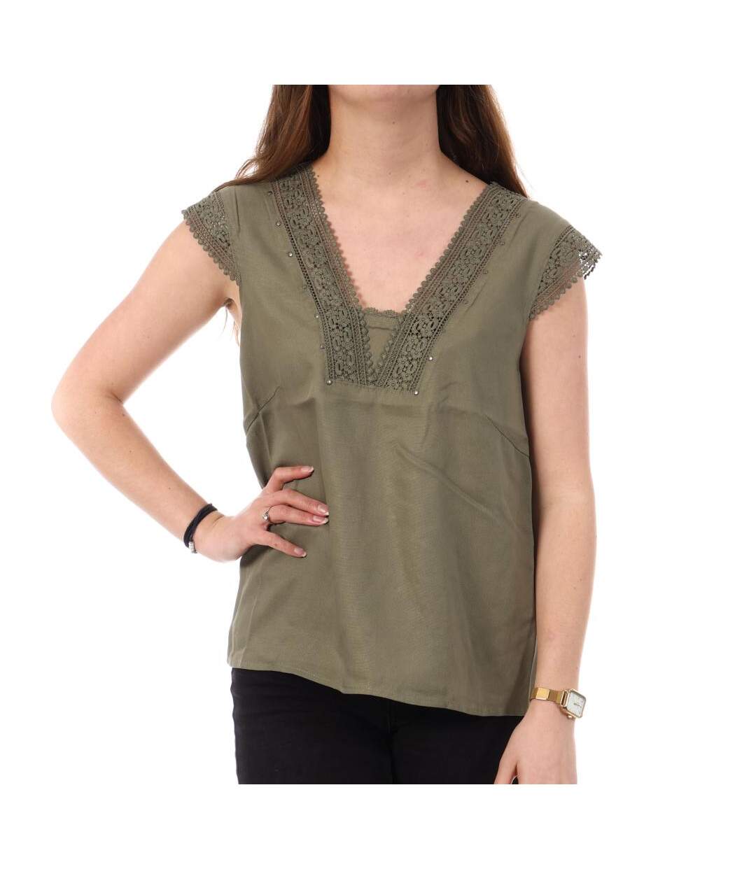 T-Shirt kaki femme kaporal blace-1
