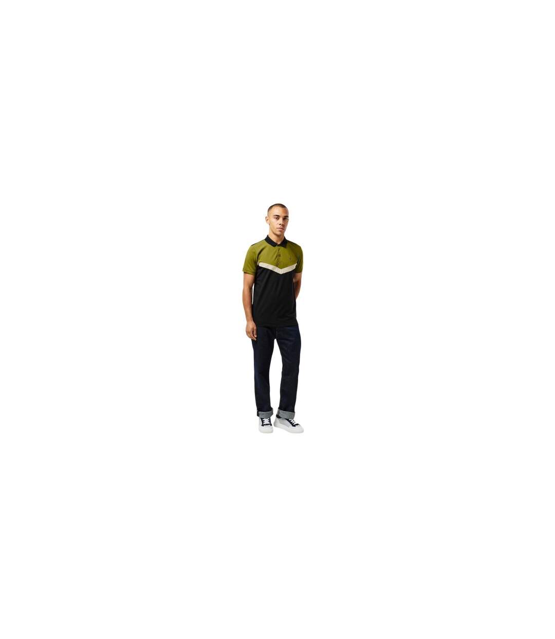 Mens Cala Mayor Chevron Polo Shirt Cardamom Seed Black Luke 1977-1