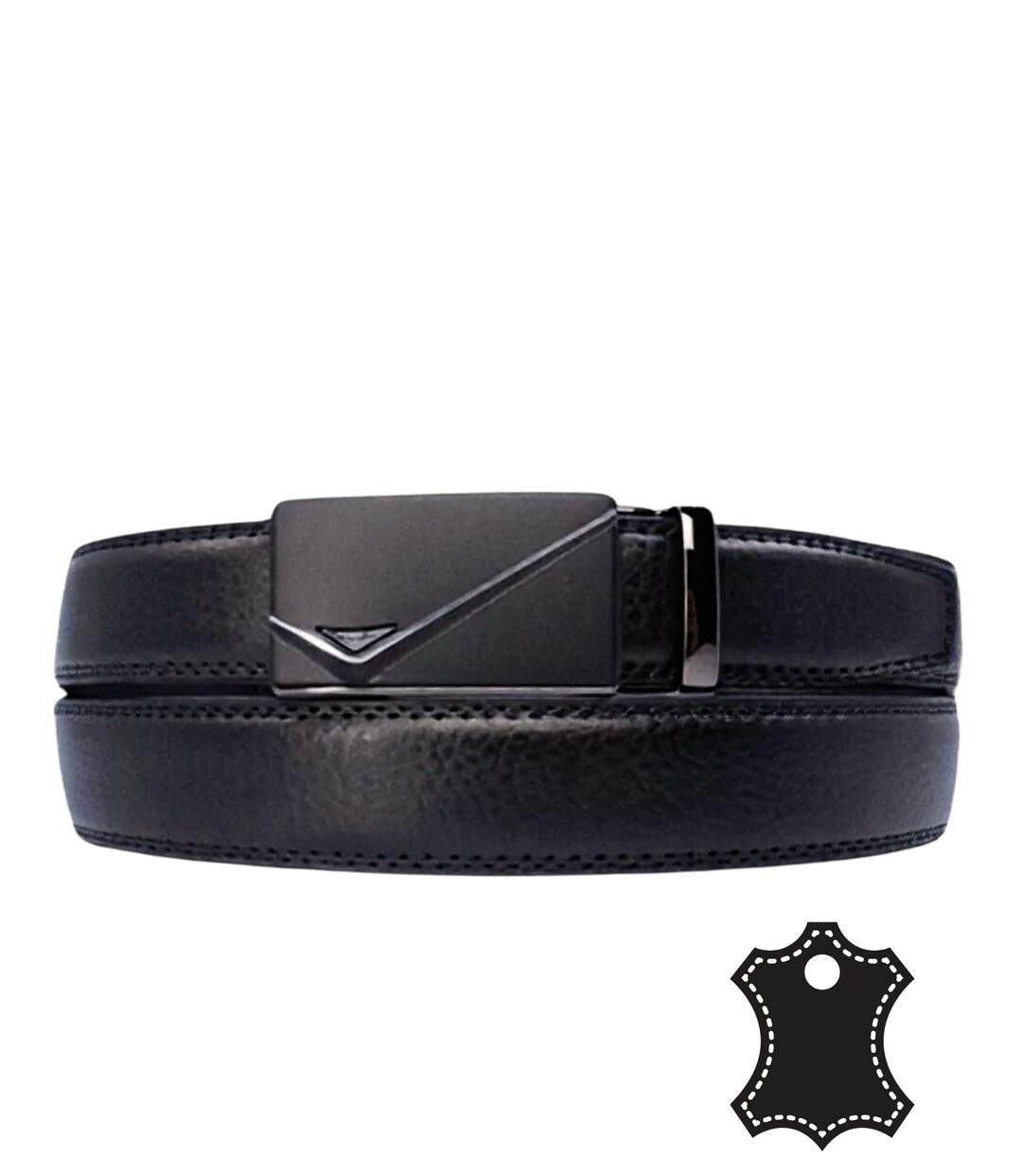 Ceinture en cuir noir pour hommes - Ajustable et élégante, idéale pour tous les styles-1