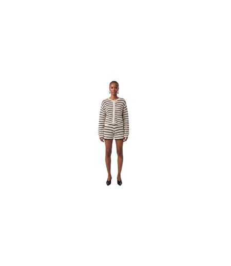 Womens/ladies Heinke Crochet Stripe Shorts Black Off White Edited