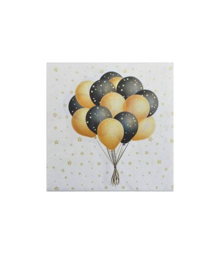 Lot de 20 Serviettes en Papier Ballons 33x33cm Noir & Or