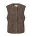 Manteau Gilet Court Teddy Femme Marron Foncé Lollys Laundry-2