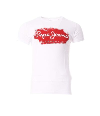 T-shirt blanc/rouge homme pepe jeans raury - m