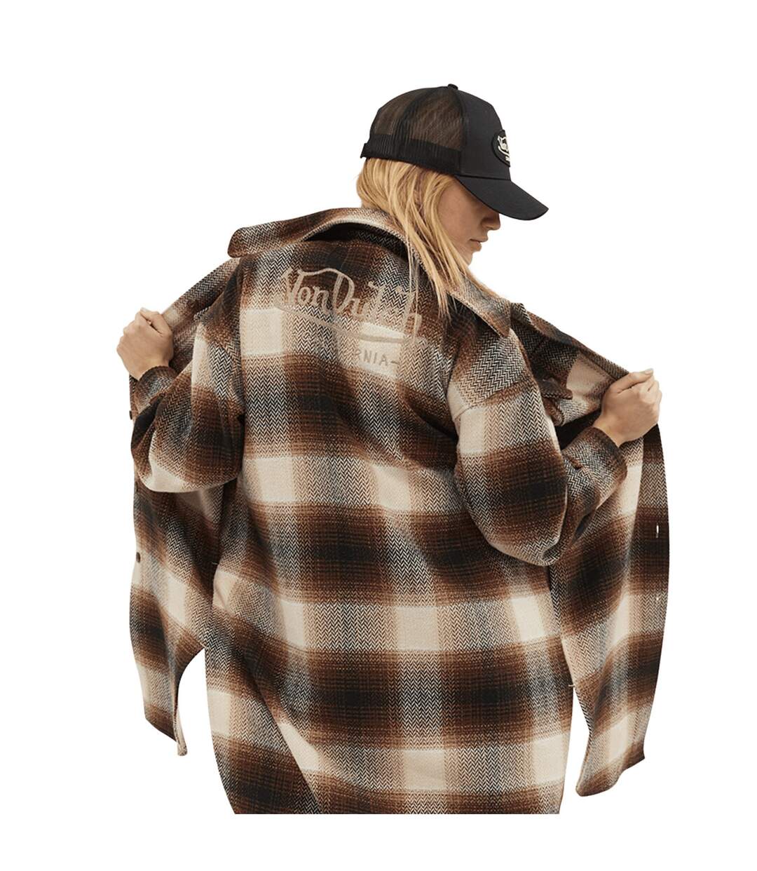 Surchemise femme oversize à carreaux avec logo brodé au dos Blush Vondutch-3